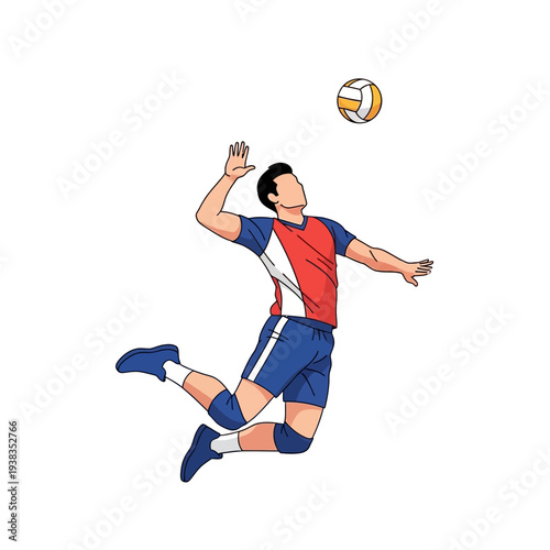 Volleyball Player Jumping to Spike Ball - Dynamic Action Shot