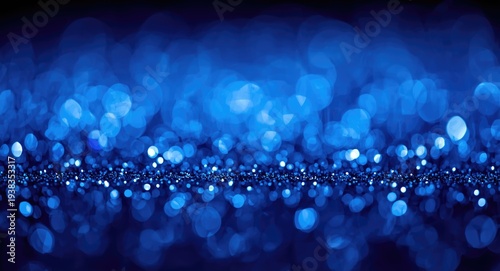 Elegant bokeh illuminated background with blue glitter particles for luxury awards and corporate events