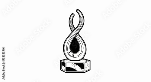 Abstract flowing sculpture on marbled base