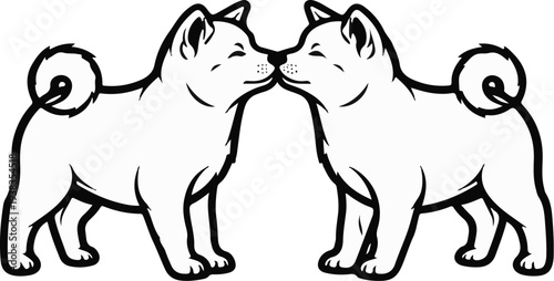 Two cute dogs sharing a sweet kiss