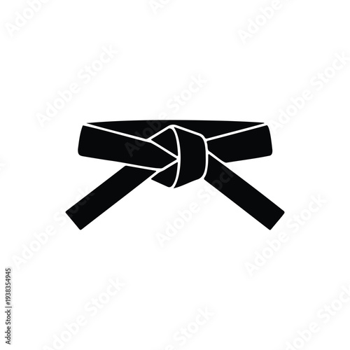 A martial arts belt tied silhouette icon vector flat design.