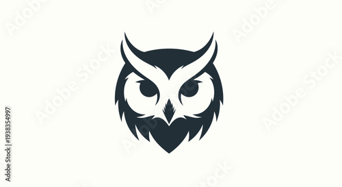 Owl Face Closeup Bird Logo Design.