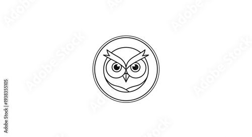 Owl Face in Circle Design.