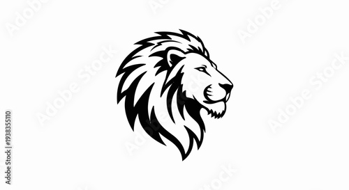 Striking black silhouette of a lion's head in profile