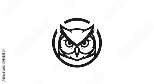 Owl Logo Design Illustration Angry Eyes.