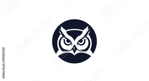 Owl Logo Design Illustration Isolated White.