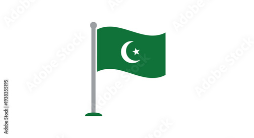Pakistan flag on silver pole.