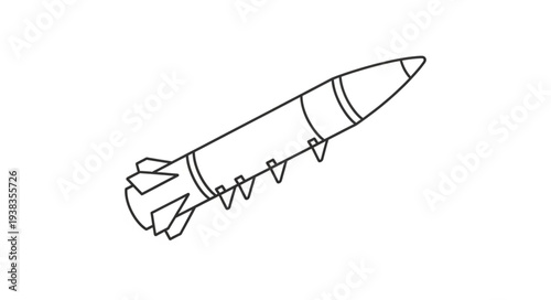 Simple Line Drawing of a Rocket.