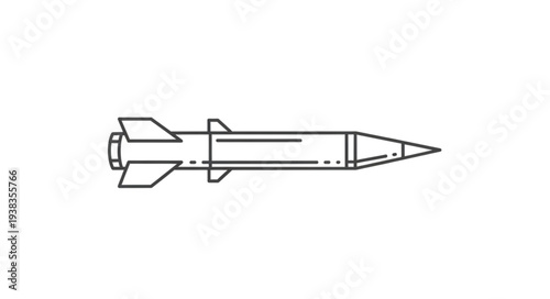 Simple Line Drawing of Missile.