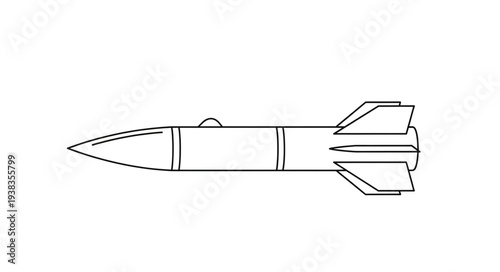 Simple Line Drawing of Missile.