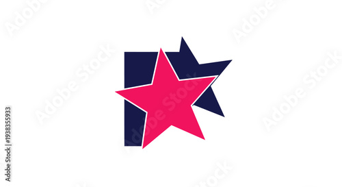 Pink Star Icon with Dark Blue Stars.