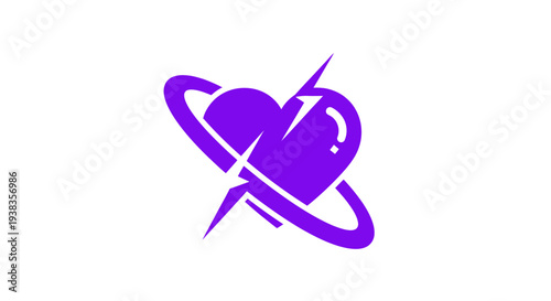 Purple heart planet symbol icon graphic.