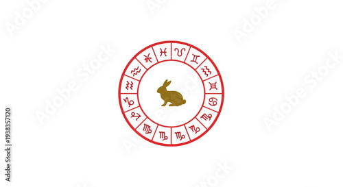 Rabbit Symbol in Red Circle Emblem Design.