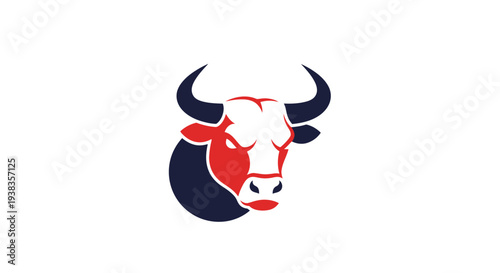 Red and black bull head logo.