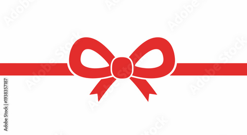 Red bow with ribbon tied.