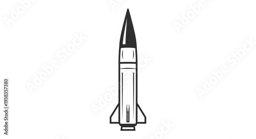 Simple Black and White Rocket Illustration.