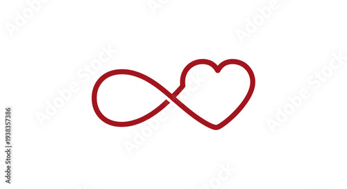 Red infinity heart symbol icon.