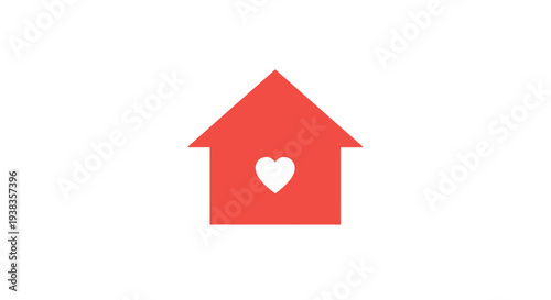 Red House Icon with Heart Symbol.