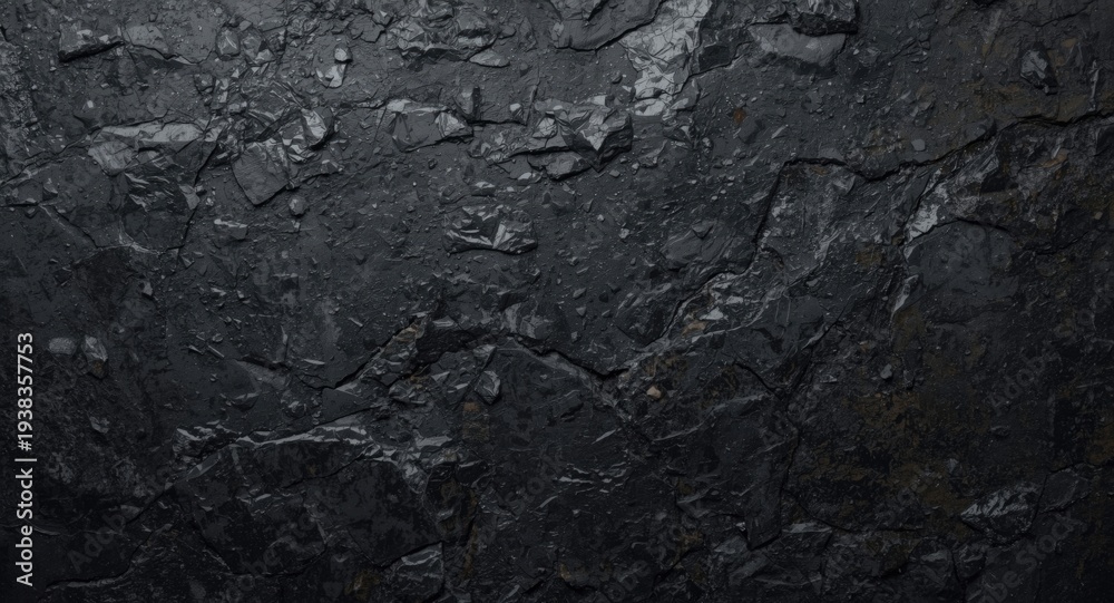 Naklejka premium black rough stone texture backdrop featuring ink stained rock and soft daylight copy space