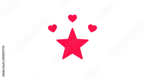 Red star with small hearts.
