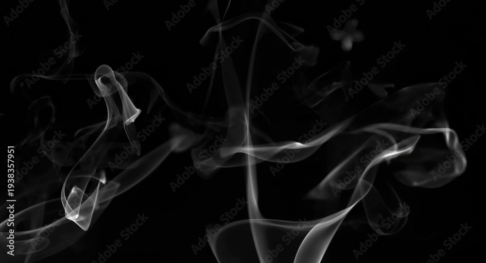 Fototapeta premium Abstract incense smoke patterns on black background designed for Halloween and therapeutic aromatherapy