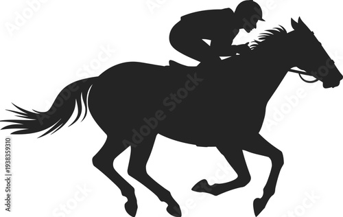 Black silhouette of horse racing vector