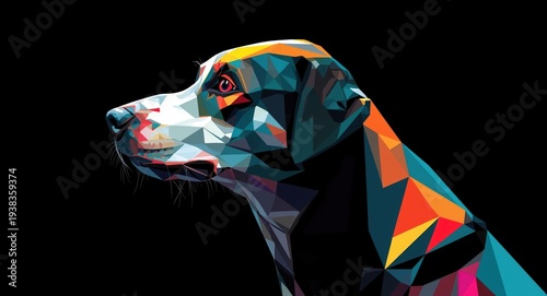 dynamic geometric dog image in a high contrast abstract artwork