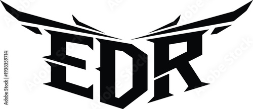 EDR Bold and Dynamic Logo Design Featuring Stylized Letters with Winged Elements for Branding and Identity
