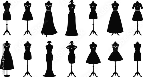 Set of 14 dress form icons vector
