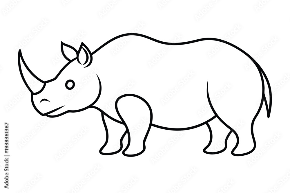 Fototapeta premium Rhino, Cartoon outline