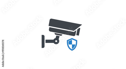 Security camera with shield logo protection.