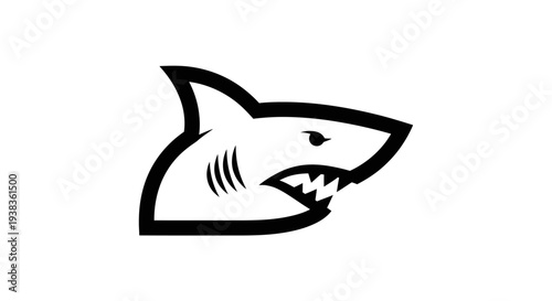 Shark head with sharp teeth profile.