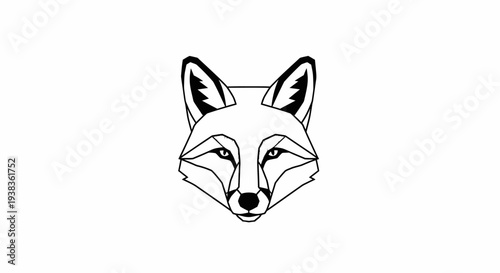 Simple Black and White Fox Illustration.