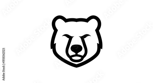 Simple Black Bear Face Illustration Design.