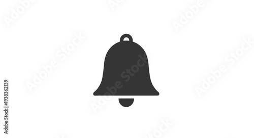 Simple Black Bell Icon on White Background.