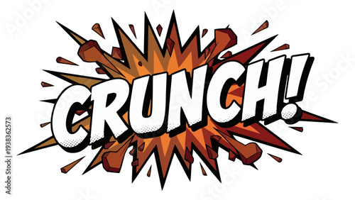 Comic Book Style CRUNCH Sound Effect Explosion on White Background
