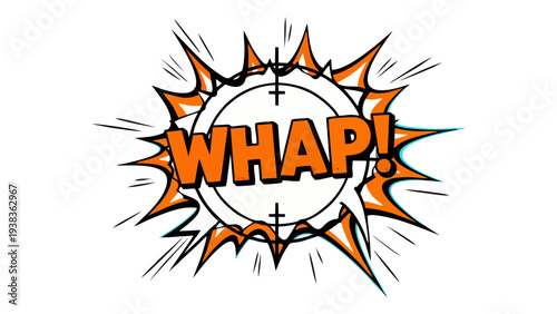 Impact Sound Effect Bubble WHAP Comic Book Style Isolated on White Background