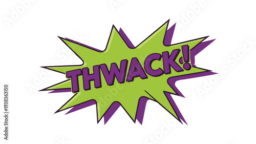 Retro Comic Book Sound Effect Pop Art Starburst with THWACK Text Isolated on White