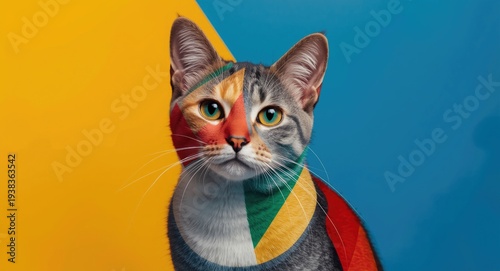 Colorful cat portrait inspired by Bauhaus and Kandinsky art styles
