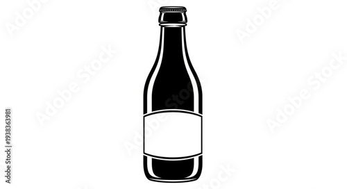 Elegant silhouette of a beer bottle, perfect for beverage branding and design.