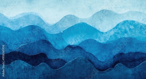 Background showing abstract blue waves with layered textures and copy space
