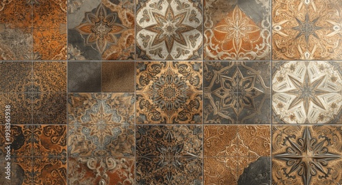 Decorative high resolution ceramic tiles showing complex textures for home interior and exterior walls