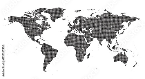 Grunge style world map of the earth showing continents and countries on a white background.