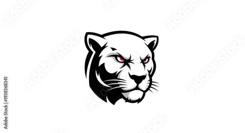 Fierce Panther Head Logo with Intense Red Eyes.