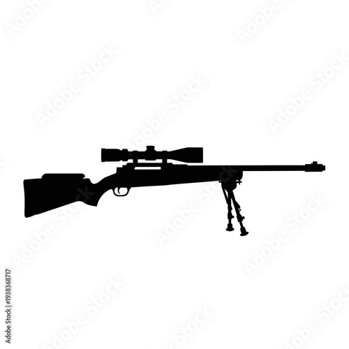 Sniper Rifle with Scope and Bipod Silhouette