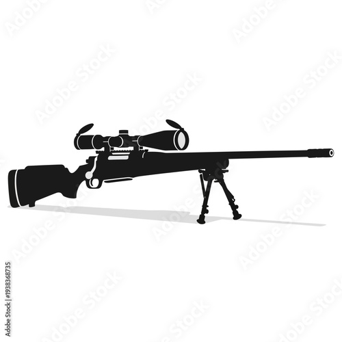 Sniper Rifle with Scope and Bipod Silhouette