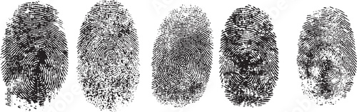 Fingerprint thumbprint set isolated. Set fingerprint scanning icon sign Fingerprint Scanning Icon Set: Vector Biometric Signature Symbols for Password Encryption and Digital Security 