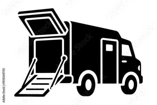 Cash Transport Vehicle Solid Icon Simple Shapes Vector Illustration