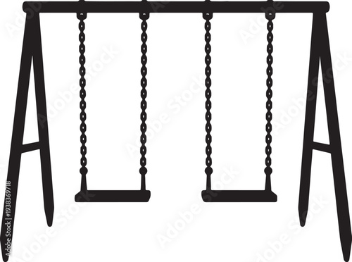 Black swing set with two empty swings also transparent background playground chains