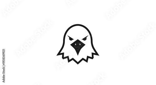 Simple Black Ghost Illustration with Angry Face.